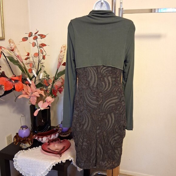 NWT I.AM.GIA Women's Well Tailored Long Sleeve Gray Lace Designed Lined Dress - Picture 7 of 10